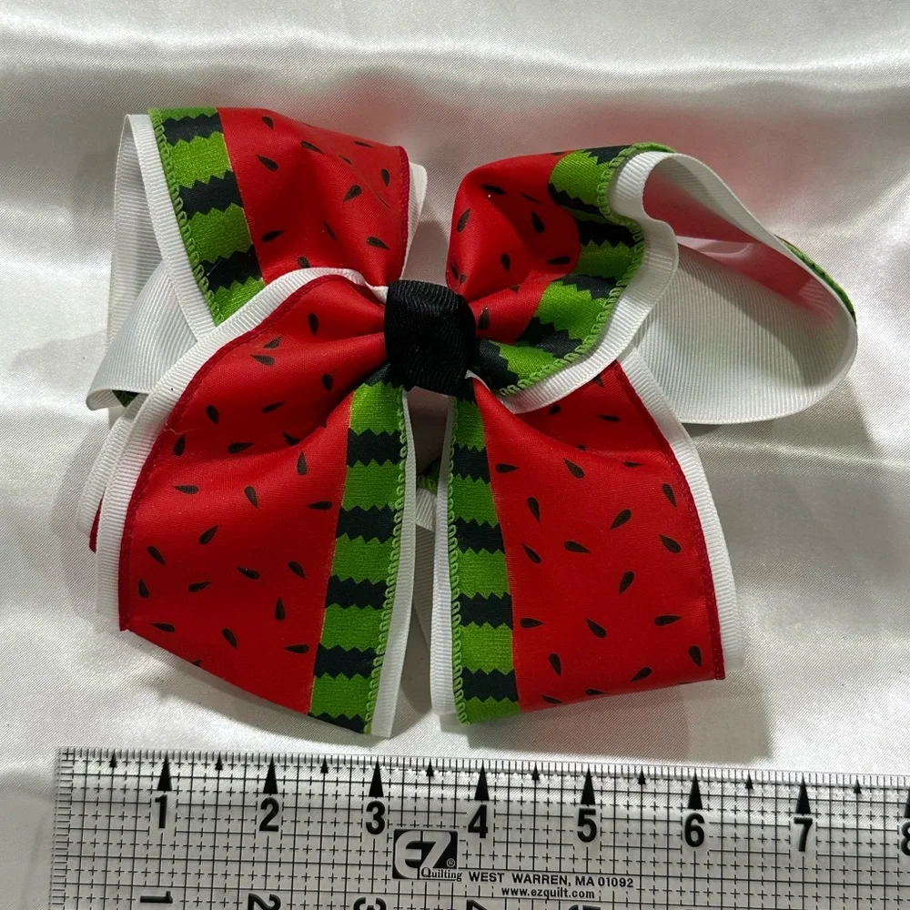 Kids Red Watermelon Print Mega Hair Bow - bundle and save on shipping.